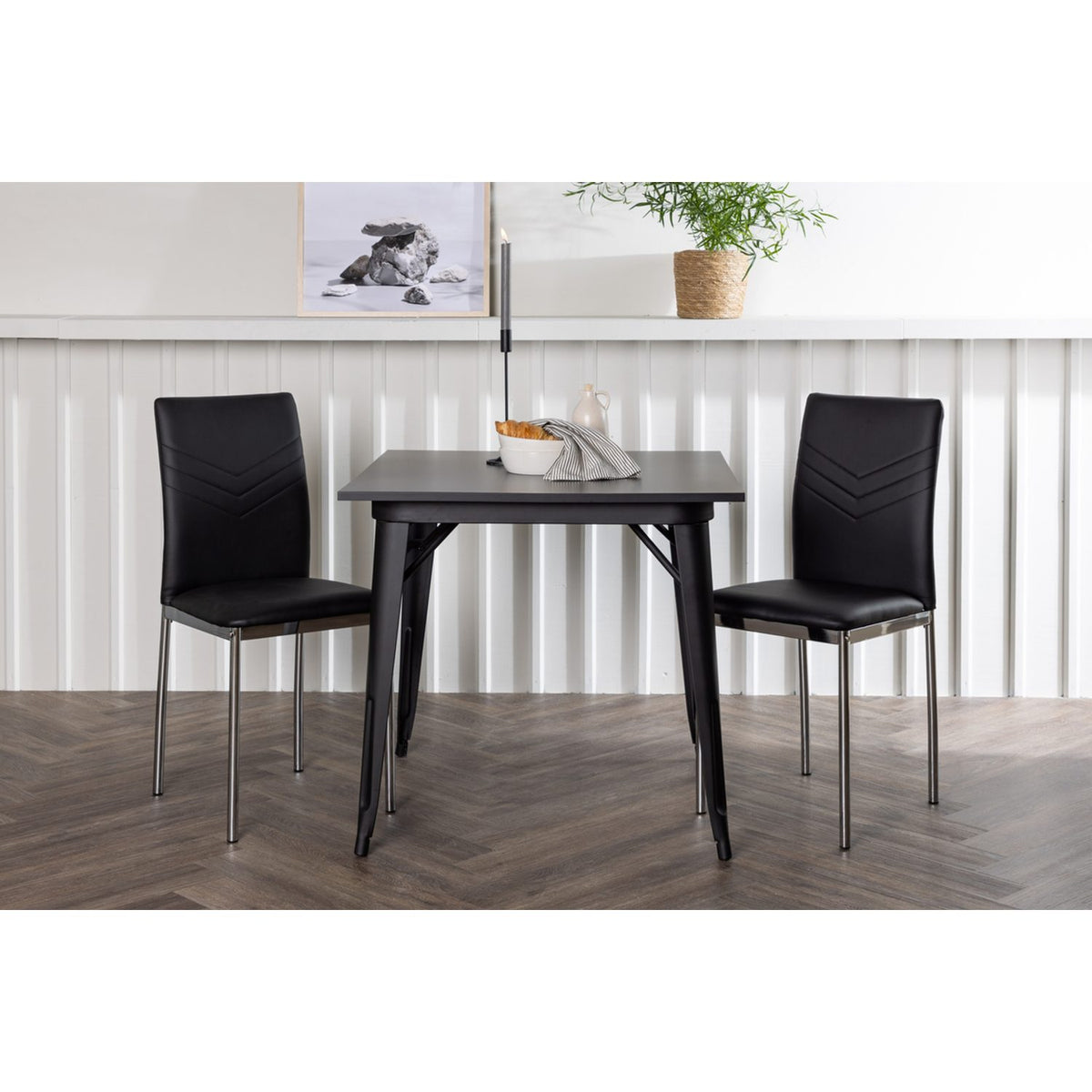 Tempe, Lily Rektangulär matgrupp Svart,Silver, Svart, 80 x 80