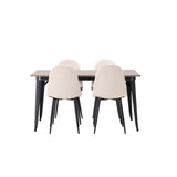 Tempe, Polar Rektangulär matgrupp Beige, Svart, Valnöt, 140 x 80