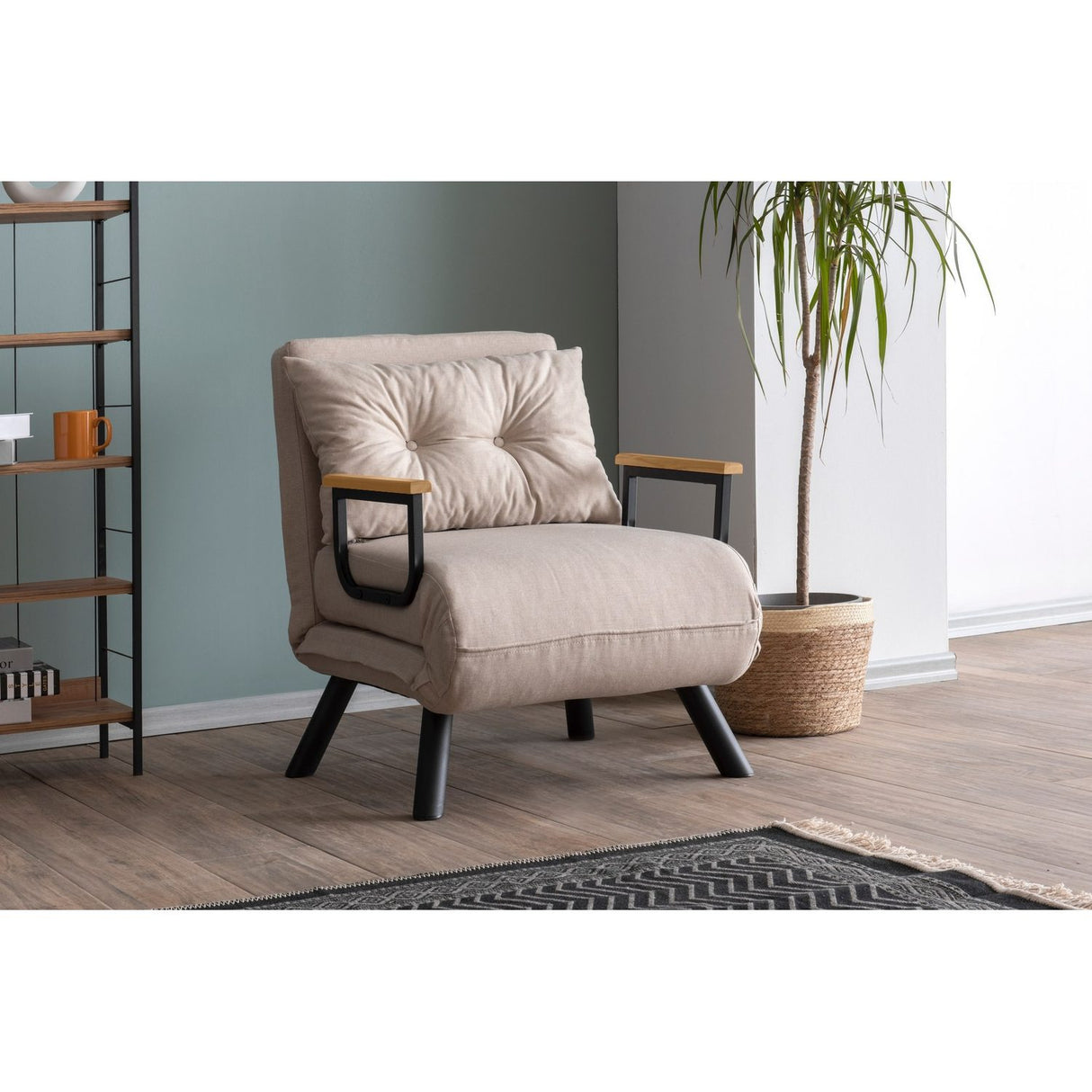 Tarawa v2 Enkel (26 x 120 x 60 cm) Creme 1-sits bäddsoffa