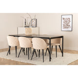 Pelle, Velvet Rektangulär matgrupp Beige, Svart, Svart, 190 x 90