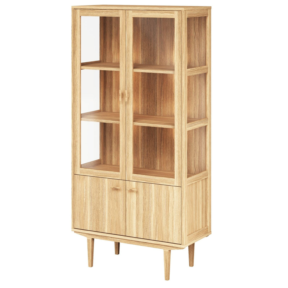 Vitrinskåp Nr.420 2st Glasdörrar & 2st Trädörrar inkl. Ljus 90x190 cm Oljad Ek