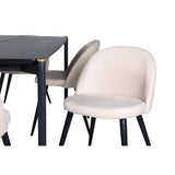 Pelle, Velvet Rektangulär matgrupp Beige, Svart, Svart, 190 x 90