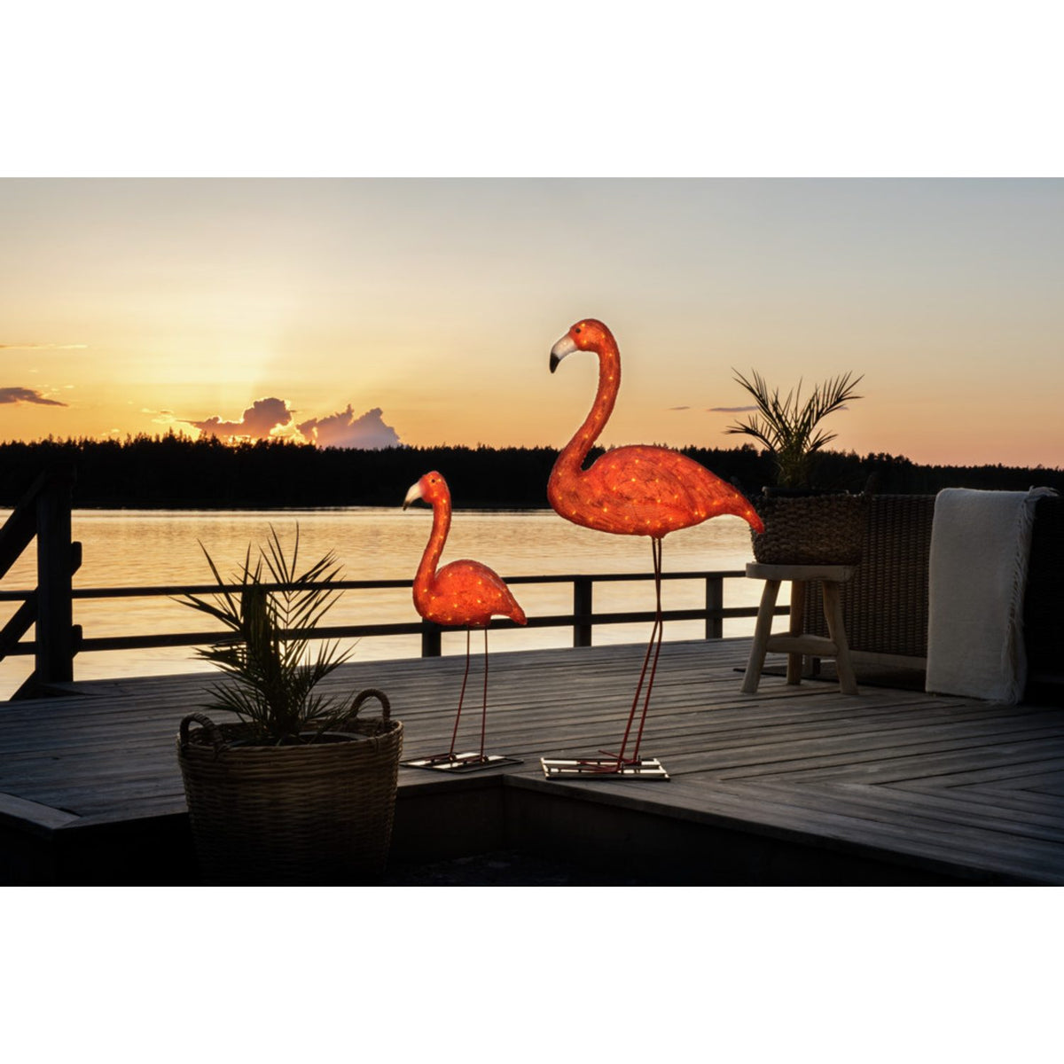 Flamingo akryl 110cm LED Ljusdekoration Ute