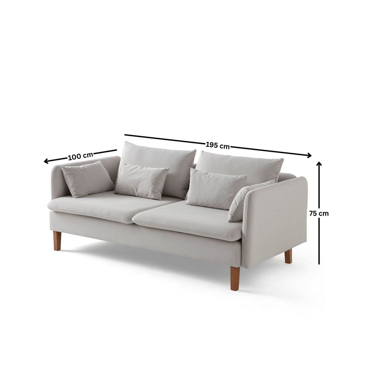 Oslo (195 x 75 x 100 cm) 3-sitssoffa Creme