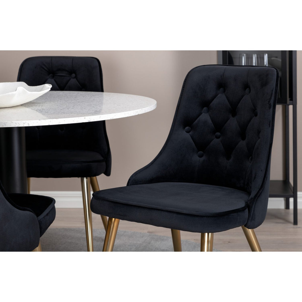 Razzia, Velvet Deluxe Rund matgrupp Svart, Guld, Svart,Vitt, ⌀106