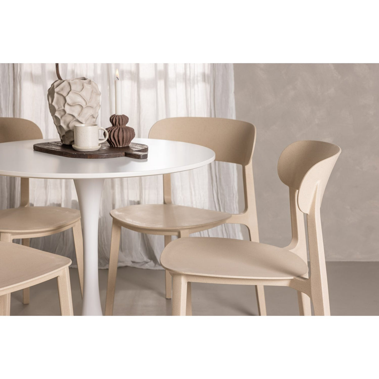 Hamden, Åstol Rund matgrupp Beige, Vit, ⌀80