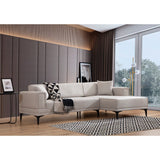 Hanoi (250-140 x 85 x 77 cm) Hörnsoffa-bäddsoffa Ecru, Höger