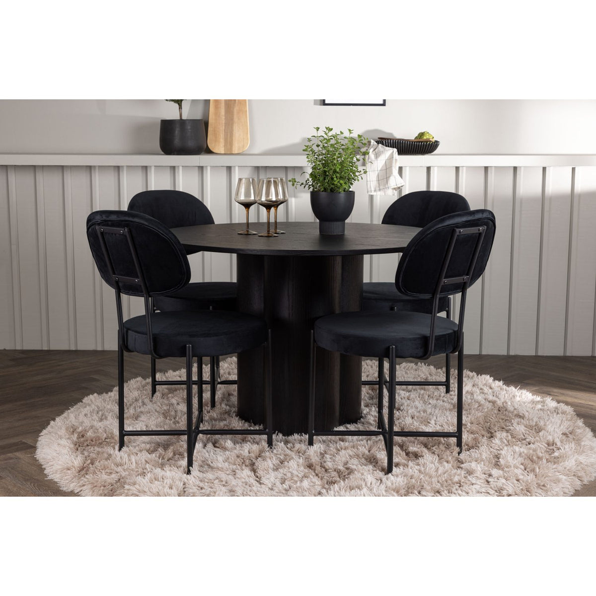 Olivia, Stella Rund matgrupp Svart, Svart, 4st
