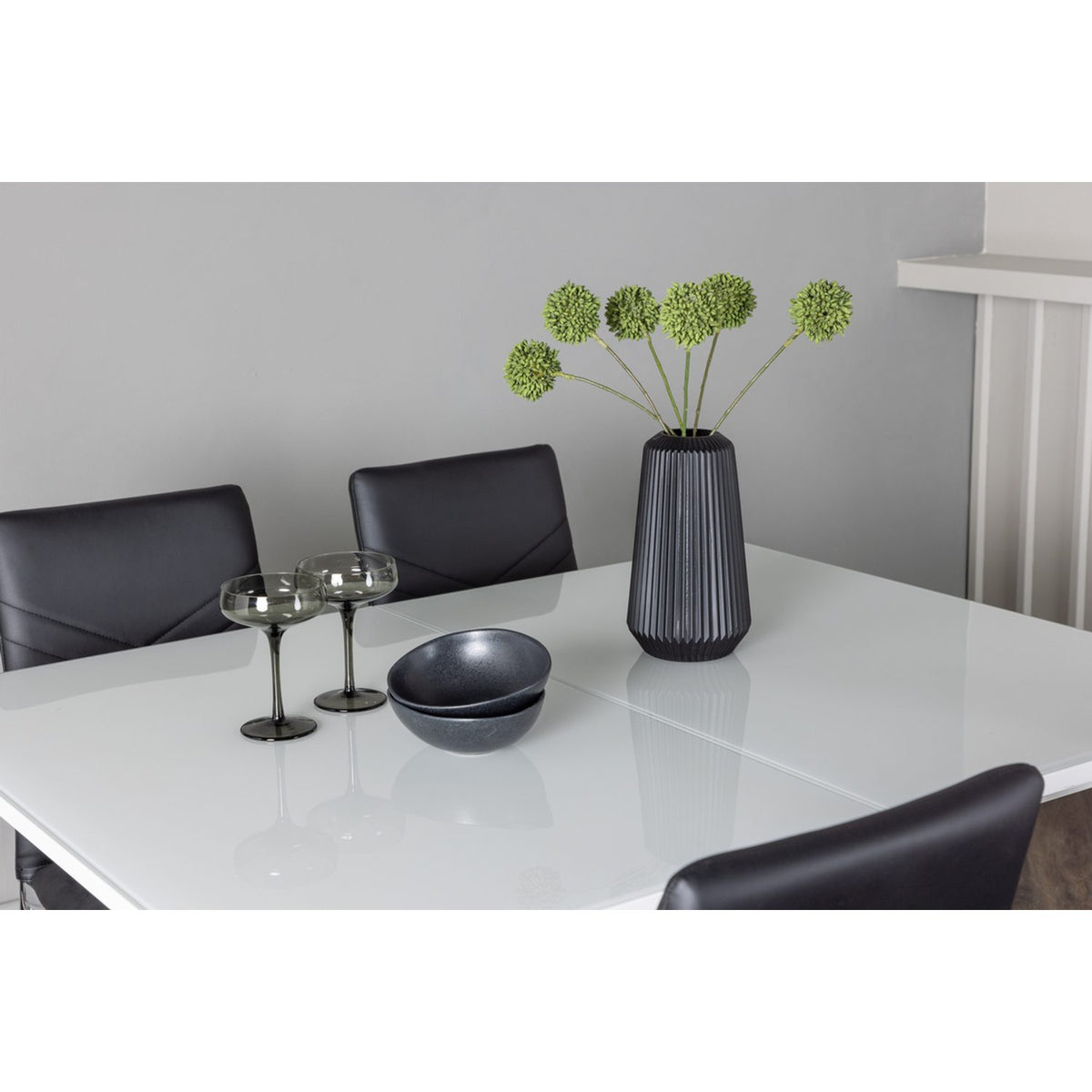 Pluto, Lily Rektangulär matgrupp Svart,Silver, Vit, 120 x 90