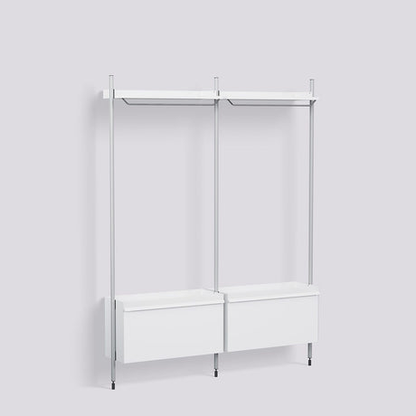 Pier System 1002 2 sektioner 162 × 34 × 209 cm Hyllsystem PS White, Klaranodiserad aluminium