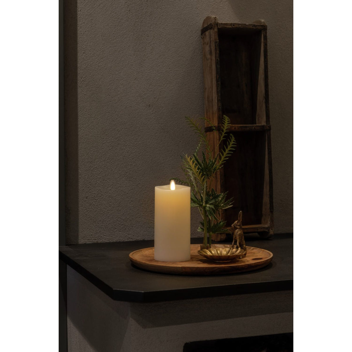Vaxljus gräddvitt varmvit LED timer 5h 2xAA Dekorationsljus El 7,6x16,5 cm