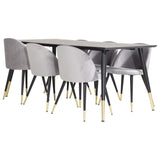 Dipp, Velvet Rektangulär matgrupp Svart,Guld,Grå, Svart, guld, 180 x 90