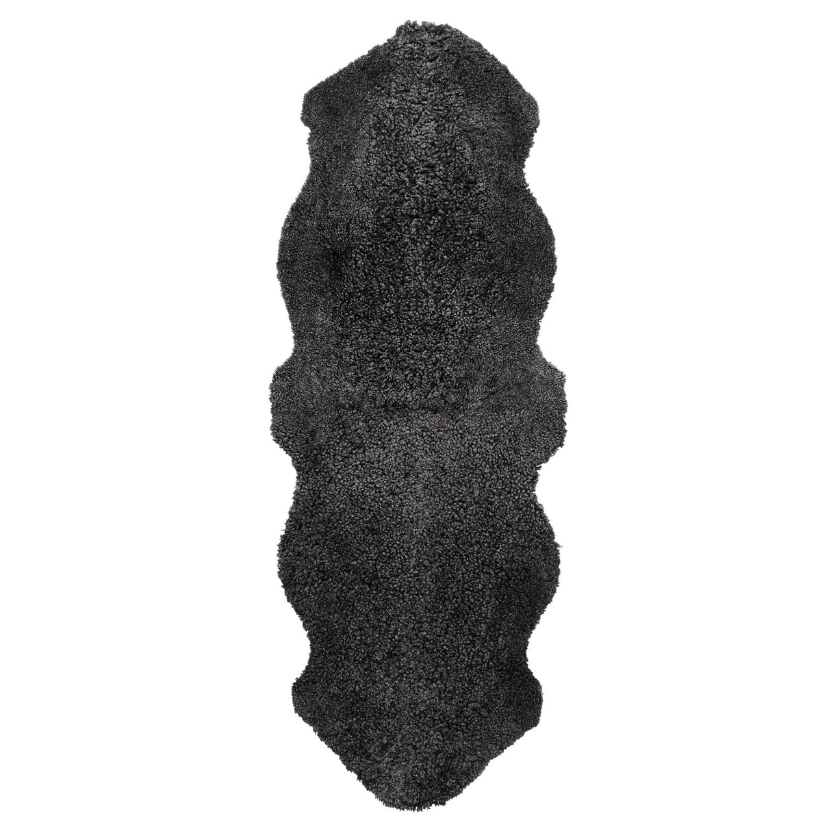 Curly Dubbel Fårskinn Fäll Dark Grey