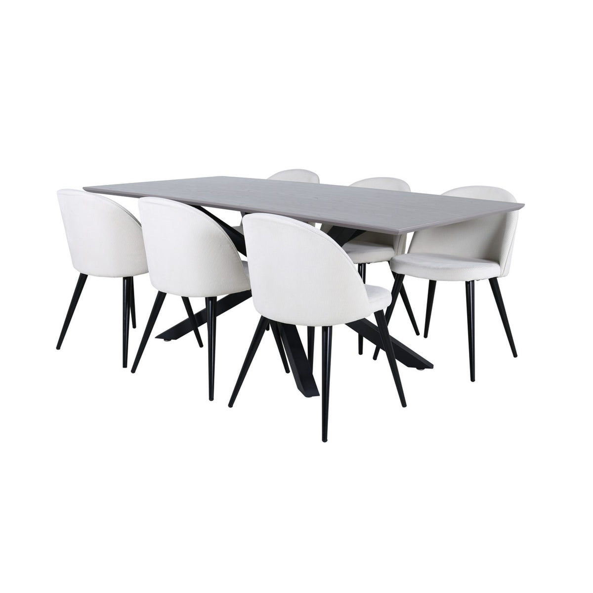 Piazza, Velvet Rektangulär matgrupp Svart,Kräm, Svart, mörkgrå, 180 x 90