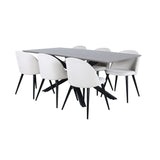 Piazza, Velvet Rektangulär matgrupp Svart,Kräm, Svart, mörkgrå, 180 x 90