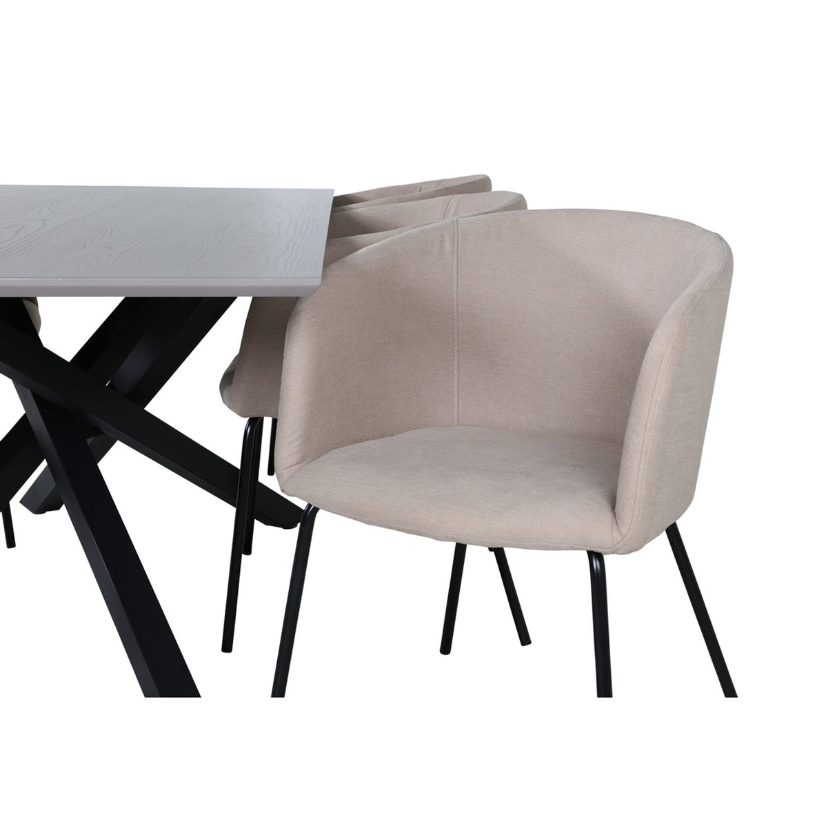 Piazza, Berit Rektangulär matgrupp Beige, Svart, Svart, mörkgrå, 180 x 90