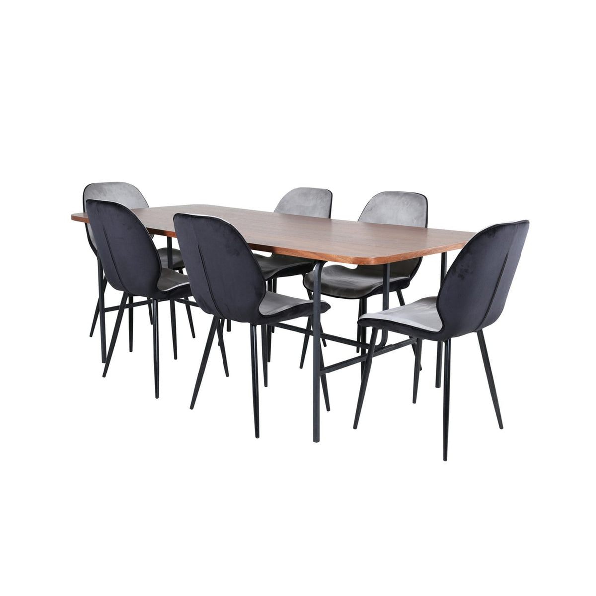 Uno, Emma Rektangulär matgrupp Svart,Grå, Svart,Natur, 200 x 90