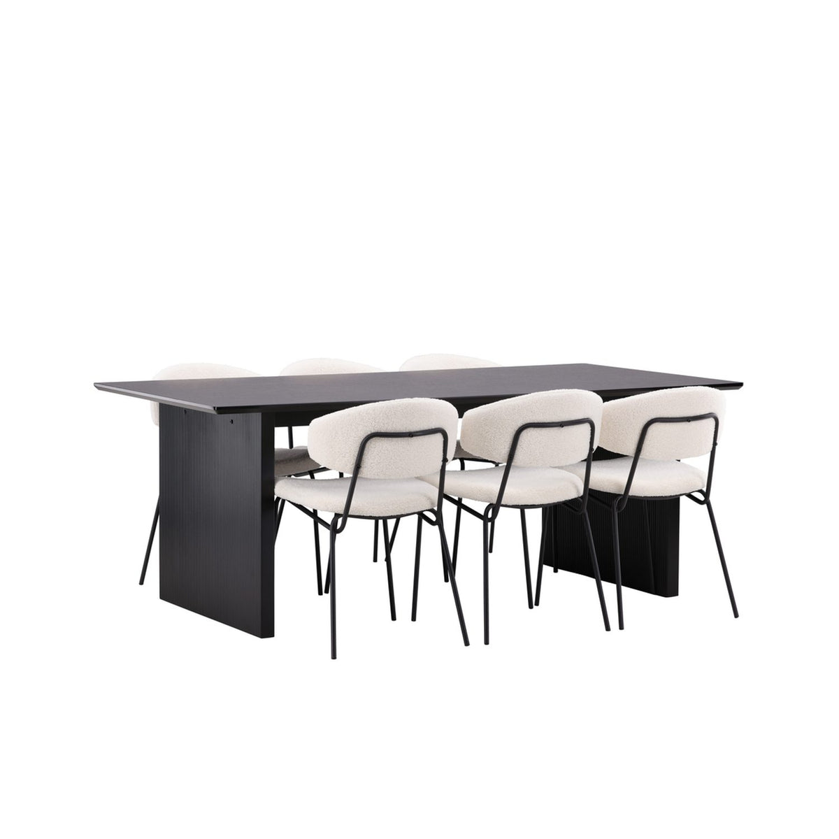 Vail, Chico Rektangulär matgrupp Vit, Svart, 200 x 100