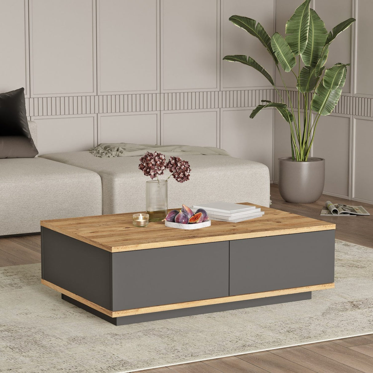 Bissau (90 x 28,6 x 60 cm) Soffbord Atlantisk furu antracit