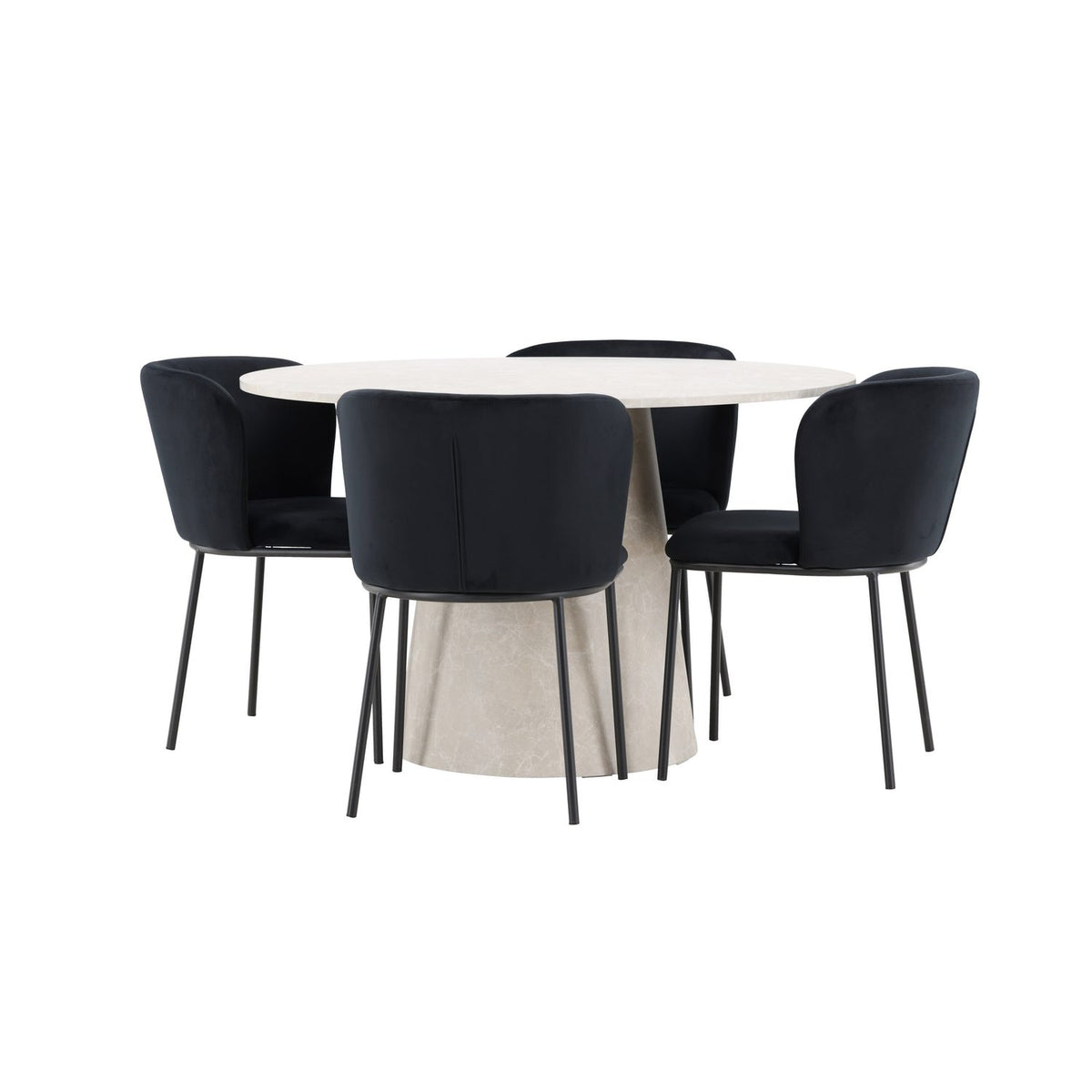 Lanzo, Edina Runt matgrupp Svart, Beige, 4st