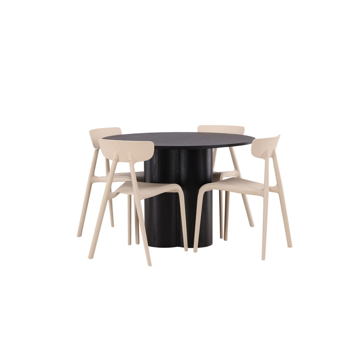 Olivia, Ursholmen Rund matgrupp Beige, Svart, ⌀110
