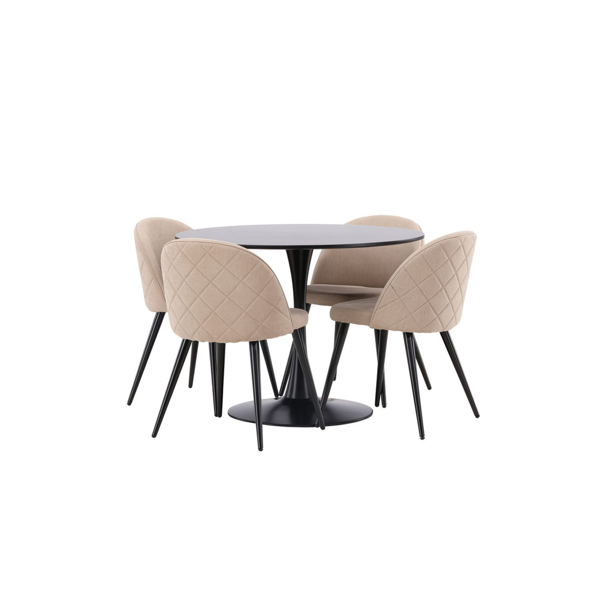 Glade, Velvet Rund matgrupp Beige, Svart, Svart, ⌀100