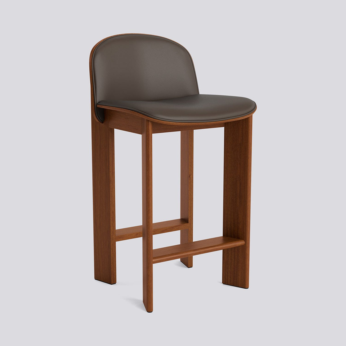 Chisel 35 med ryggstöd 65 cm Barpall lackerad valnötsfaner, Grano Chocolate