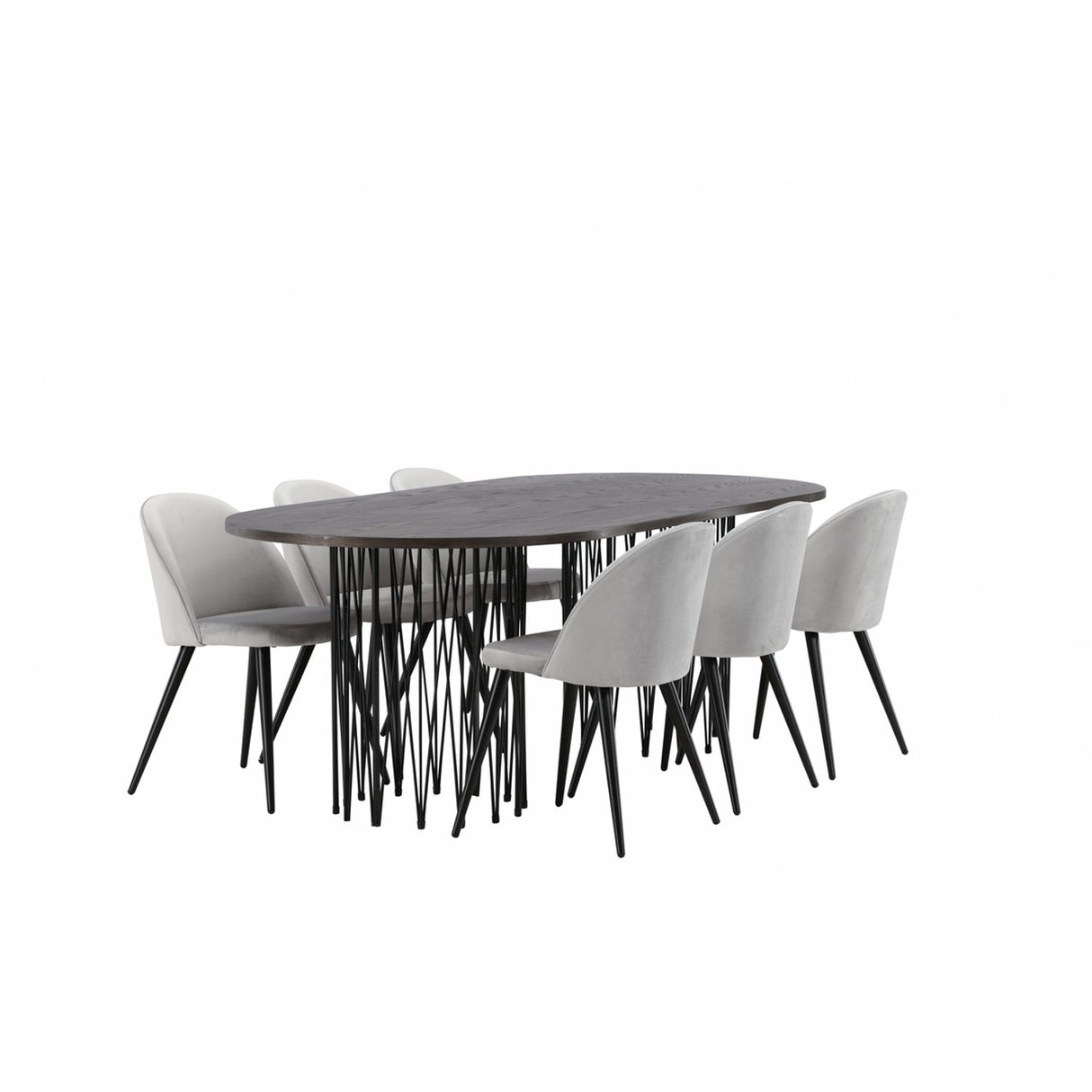 Stone, Velvet Rektangulär matgrupp Svart,Grå, Svart, Mocka, 220 x 100