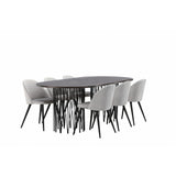Stone, Velvet Rektangulär matgrupp Svart,Grå, Svart, Mocka, 220 x 100