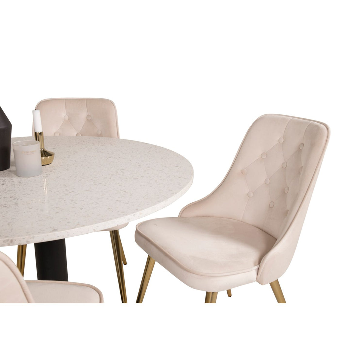 Razzia, Velvet Deluxe Rund matgrupp Beige,Guld, Svart,Vitt, ⌀106