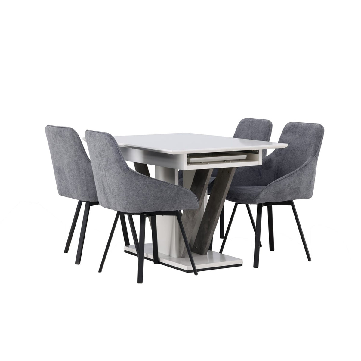 Disa, Rosie Rektangulär matgrupp Svart,Grå, Grå,Vit, 120 x 80