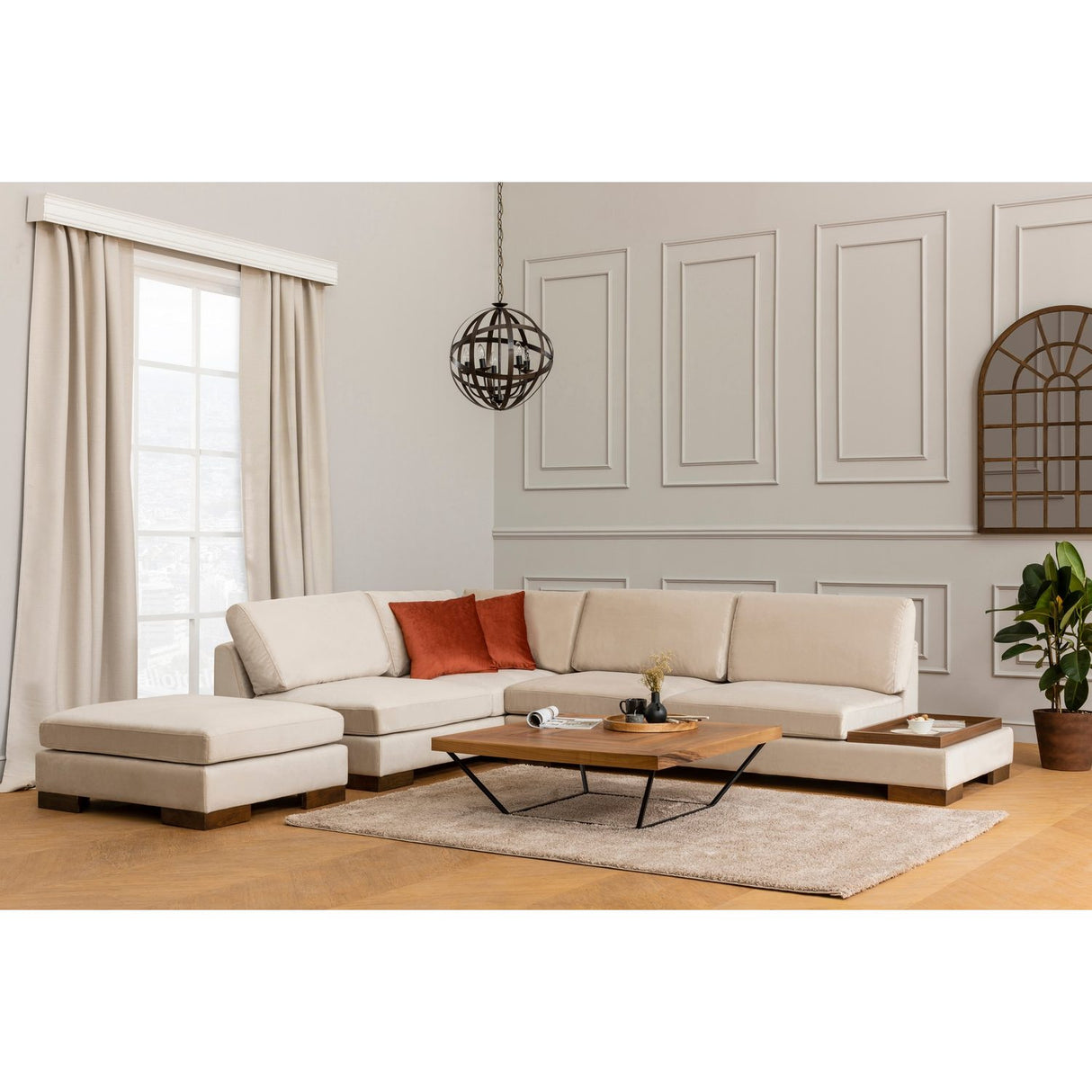 Kigali Hörn med puff (193 x 97 x 80 cm) Hörnsoffa Beige