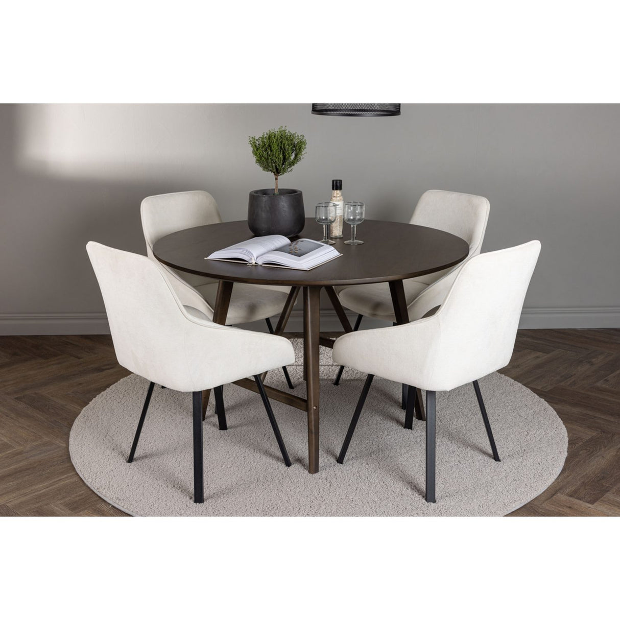 Kaseidon, Rosie Rund matgrupp Beige, svart, Mörkbrun, ⌀100