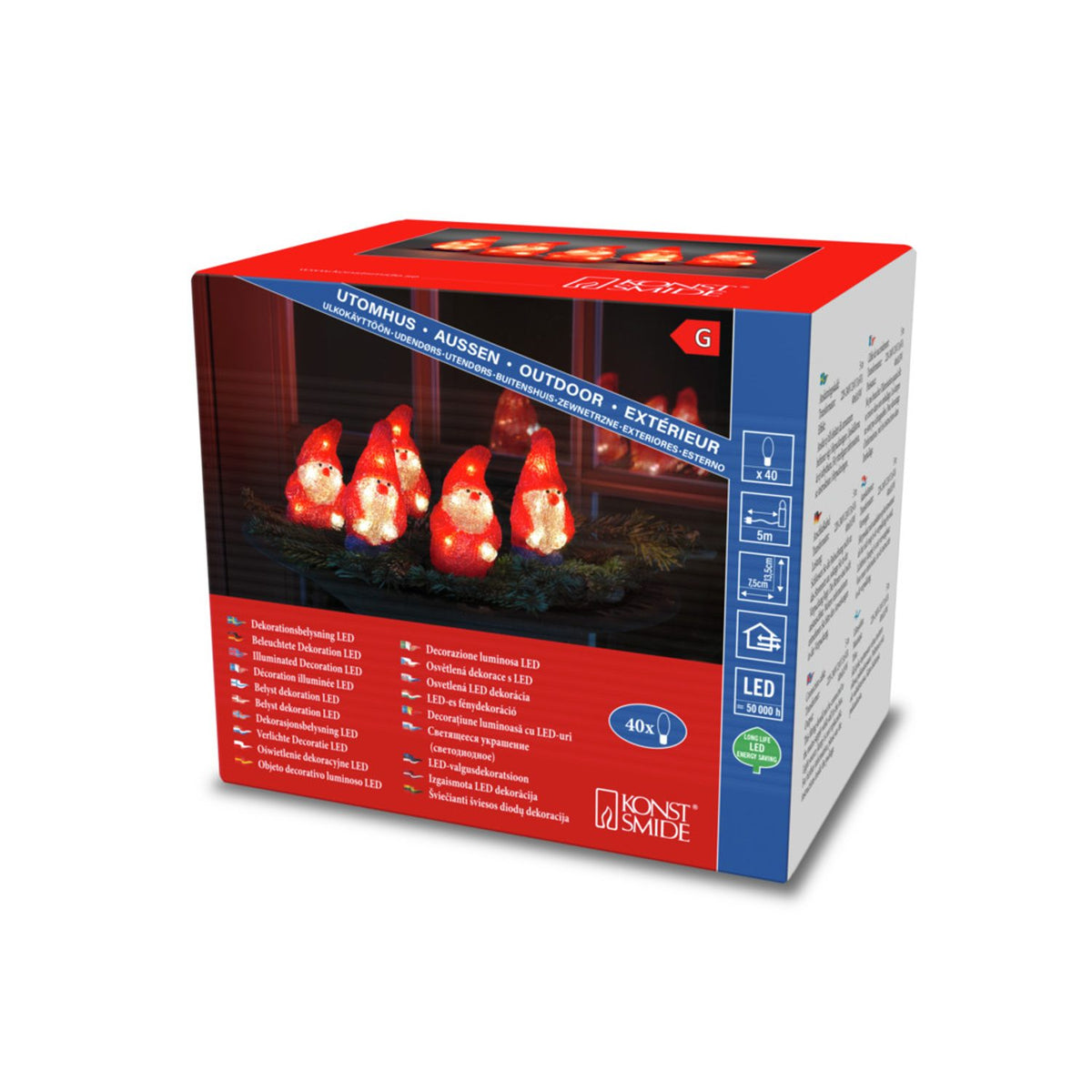 Tomtar akryl 5st 40 LED 13.5 cm Ljusdekoration Ute