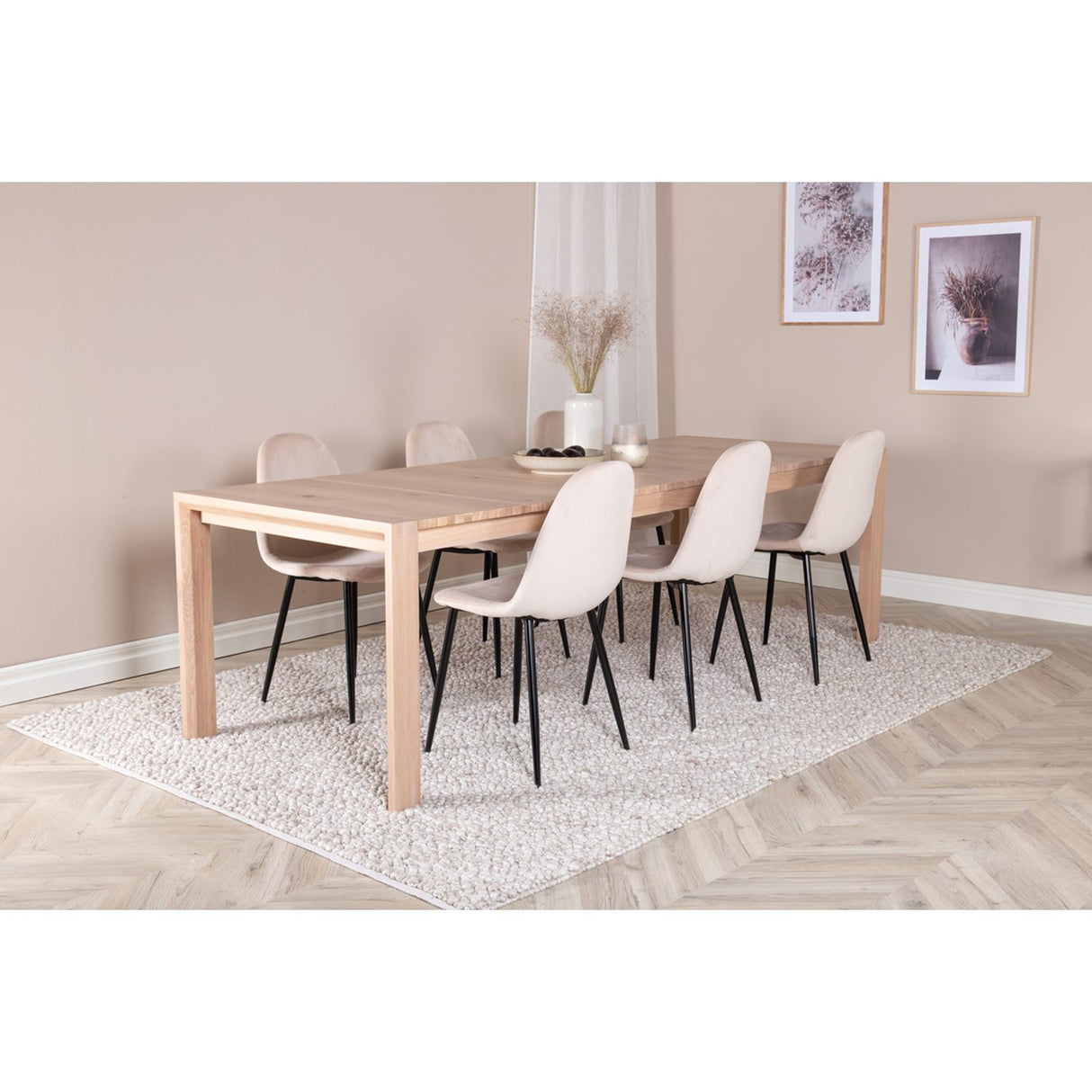 Slider, Polar Rektangulär matgrupp Beige,Svart, Vitlaserad, 170 x 95