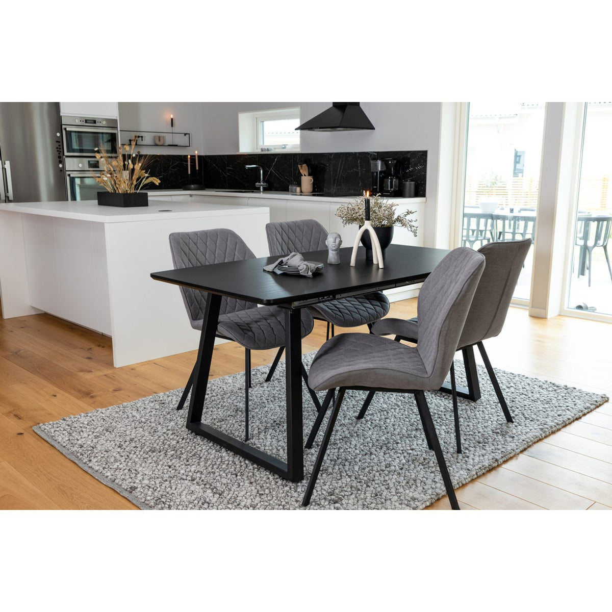Inca, Gemma Rektangulär matgrupp Svart,Grå, Svart, 160 x 85