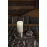 Vaxljus vitt med folie LED timer 4/8h 2xC Dekorationsljus El 7,5x17,5cm, Silver
