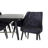 Gold, Velvet Deluxe Rektangulär matgrupp Svart, Svart, 180 x 85