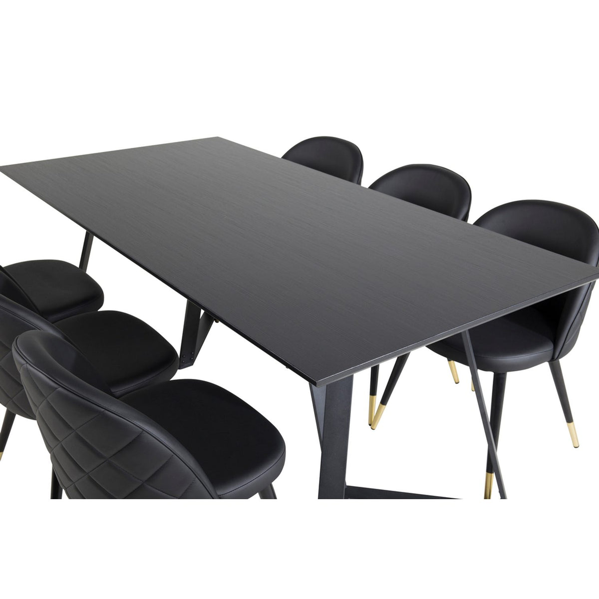 Marina, Velvet Rektangulär matgrupp Svart,Guld, Svart, 180 x 90
