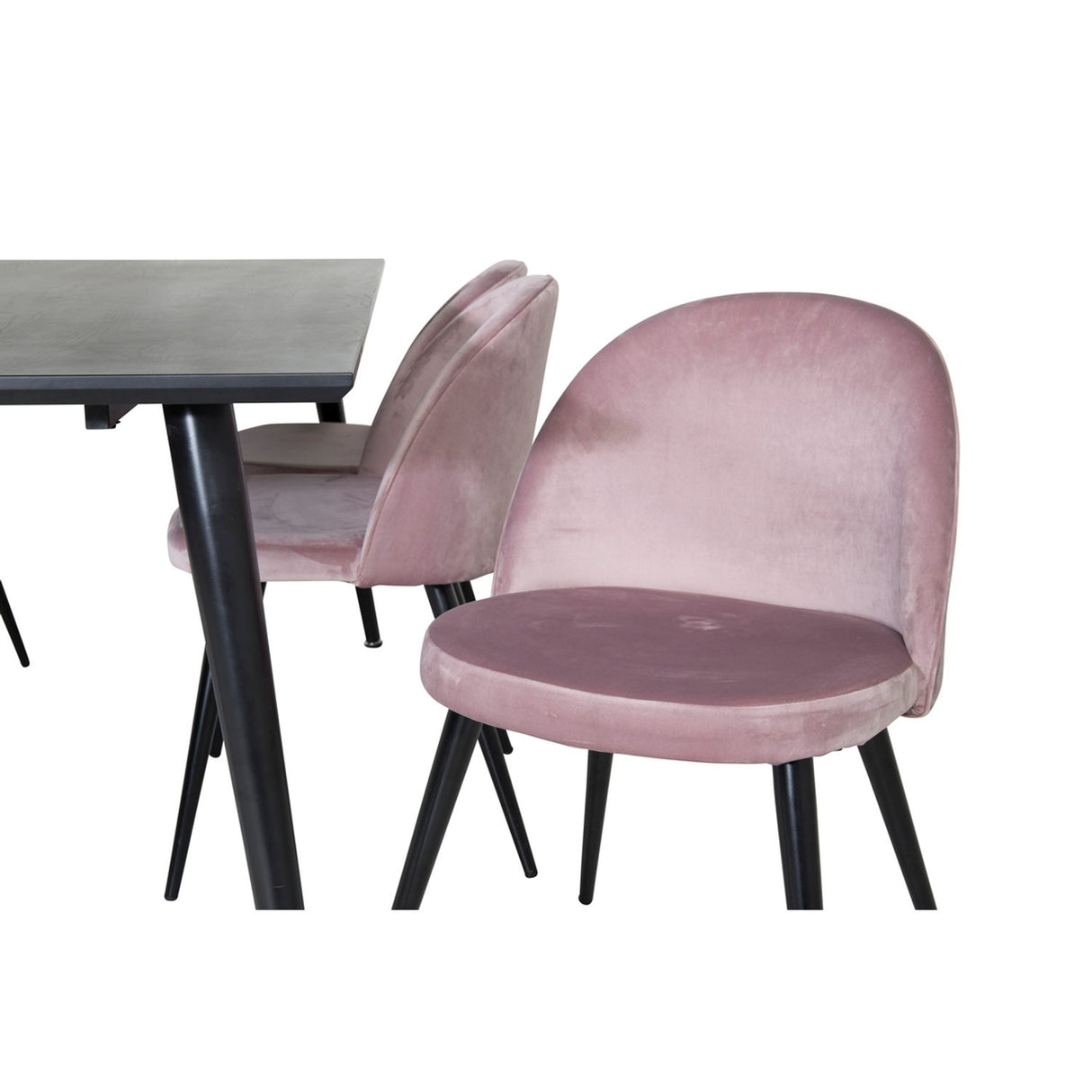 Dipp, Velvet Rektangulär matgrupp Svart,Dammrosa, Svart, 180 x 90