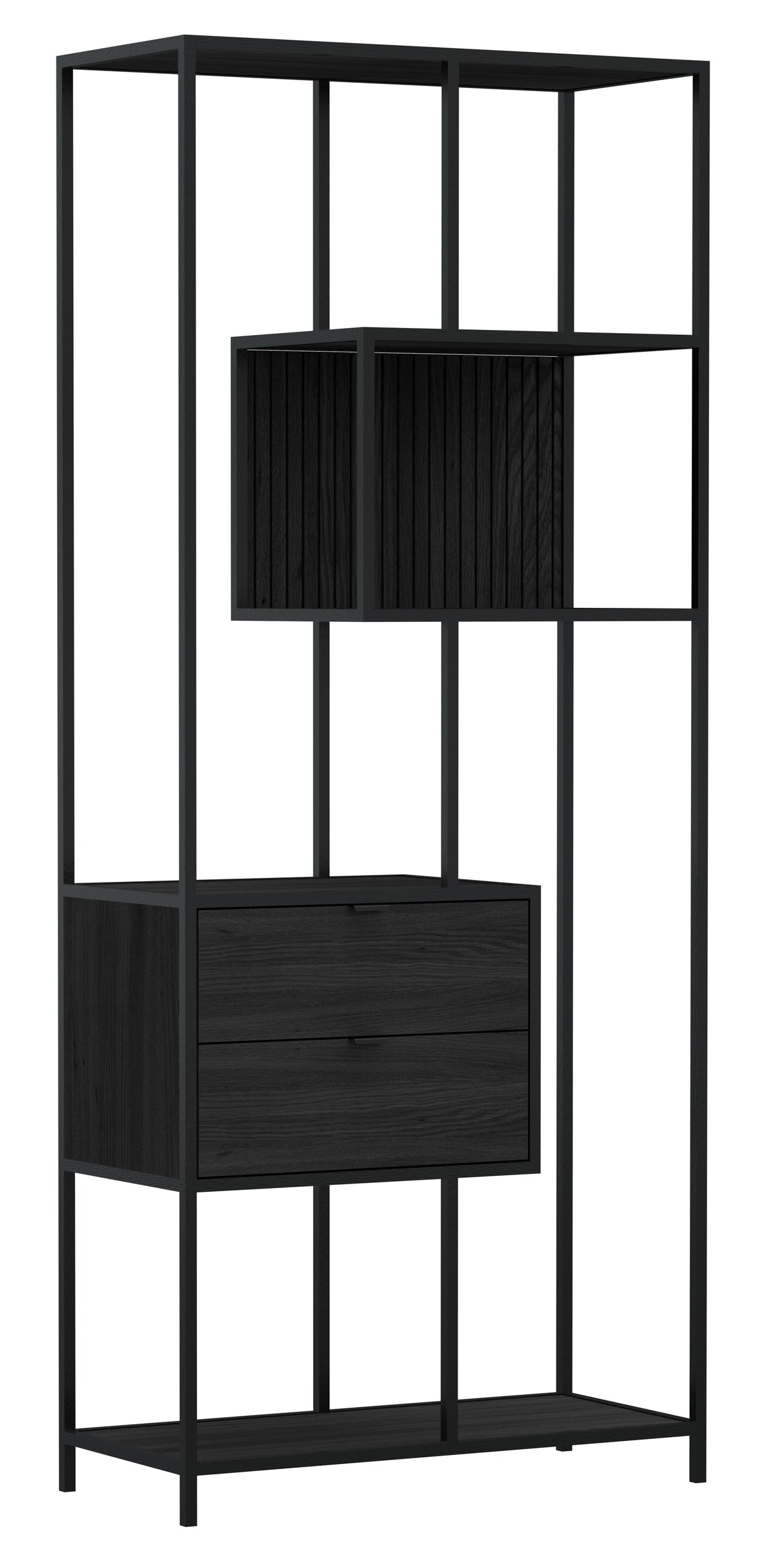 Seaford Bokhylla med 2 Lådor 185x77x35 cm Svart