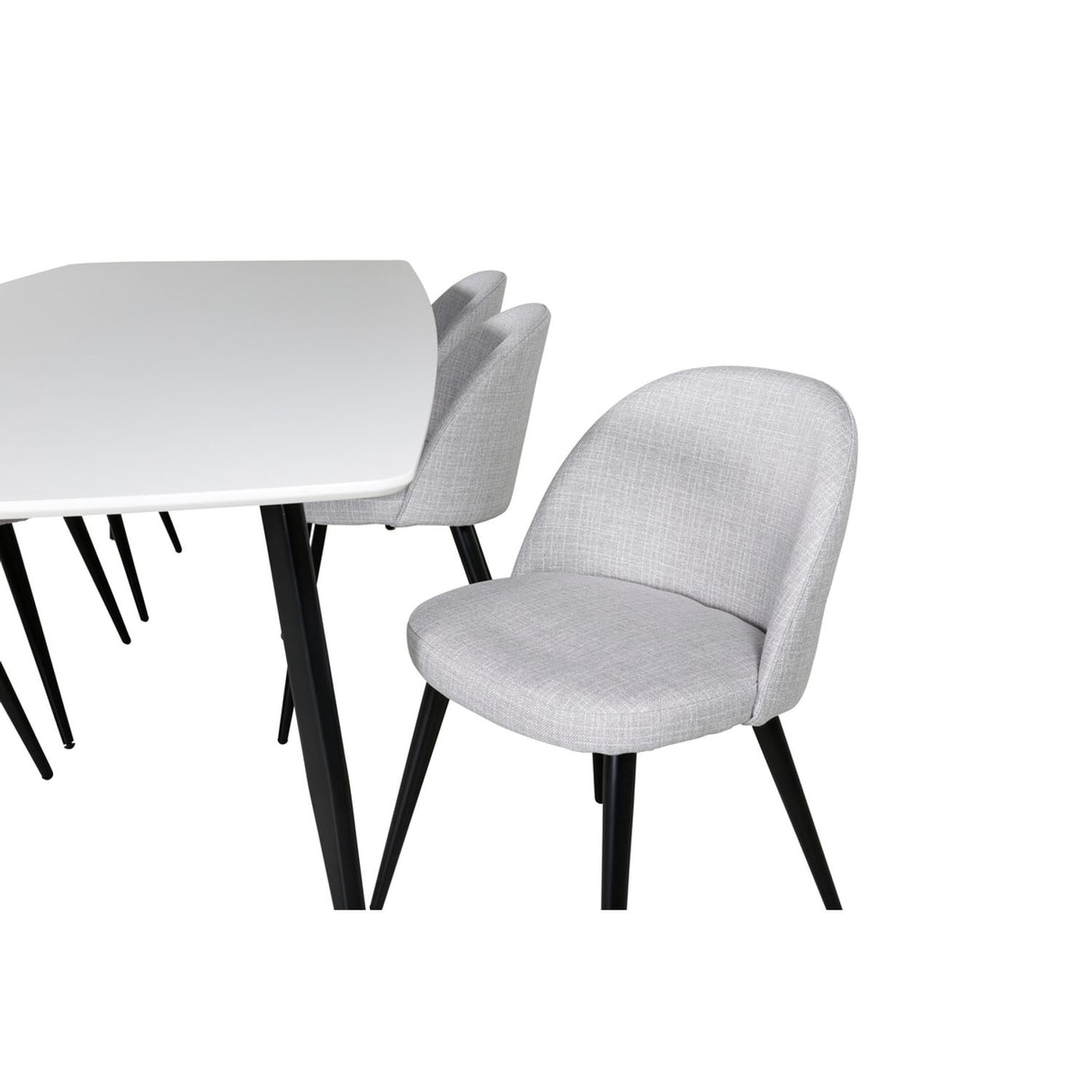 Polar, Velvet Rektangulär matgrupp Svart,Ljusgrå, Svart, Vit, 240 x 100