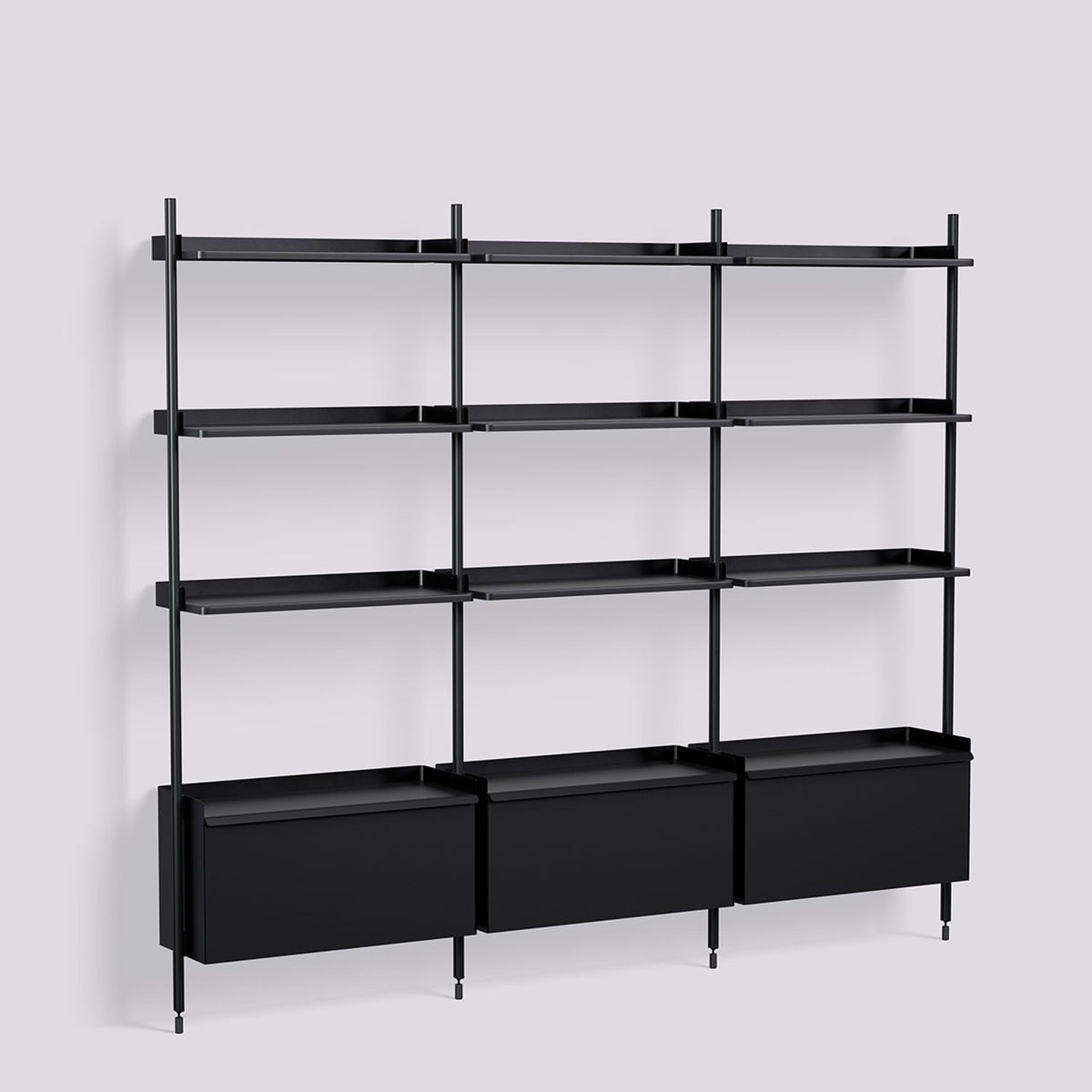 Pier System 133 3 sektioner 242 × 34 × 209 cm Hyllsystem PS Black, Black – anodiserad aluminium