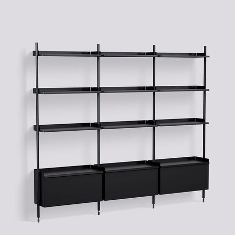 Pier System 133 3 sektioner 242 × 34 × 209 cm Hyllsystem PS Black, Black – anodiserad aluminium