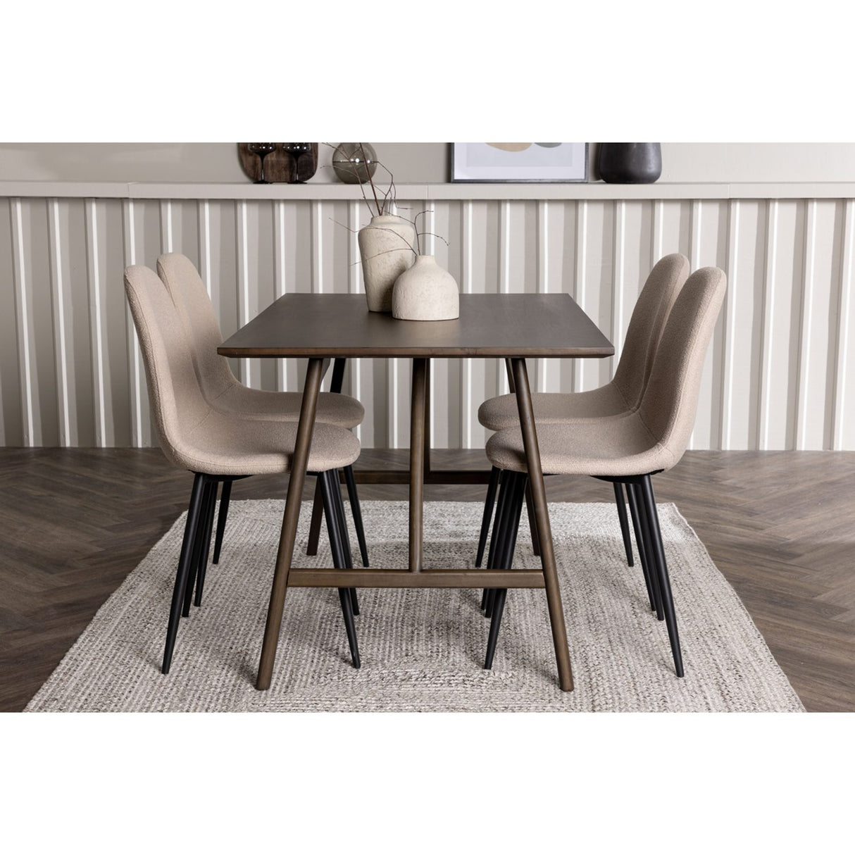Kaseidon, Polar Rektangulär matgrupp Beige,Svart, Mörkbrun, 120 x 80