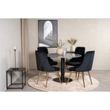 Estelle, Velvet Deluxe Rund matgrupp Svart, Guld, Svart,Mörkgrå, ⌀106