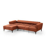 Jakarta (140-270 x 95 x 77 cm) Hörnsoffa-bäddsoffa Kakelröd, Vänster