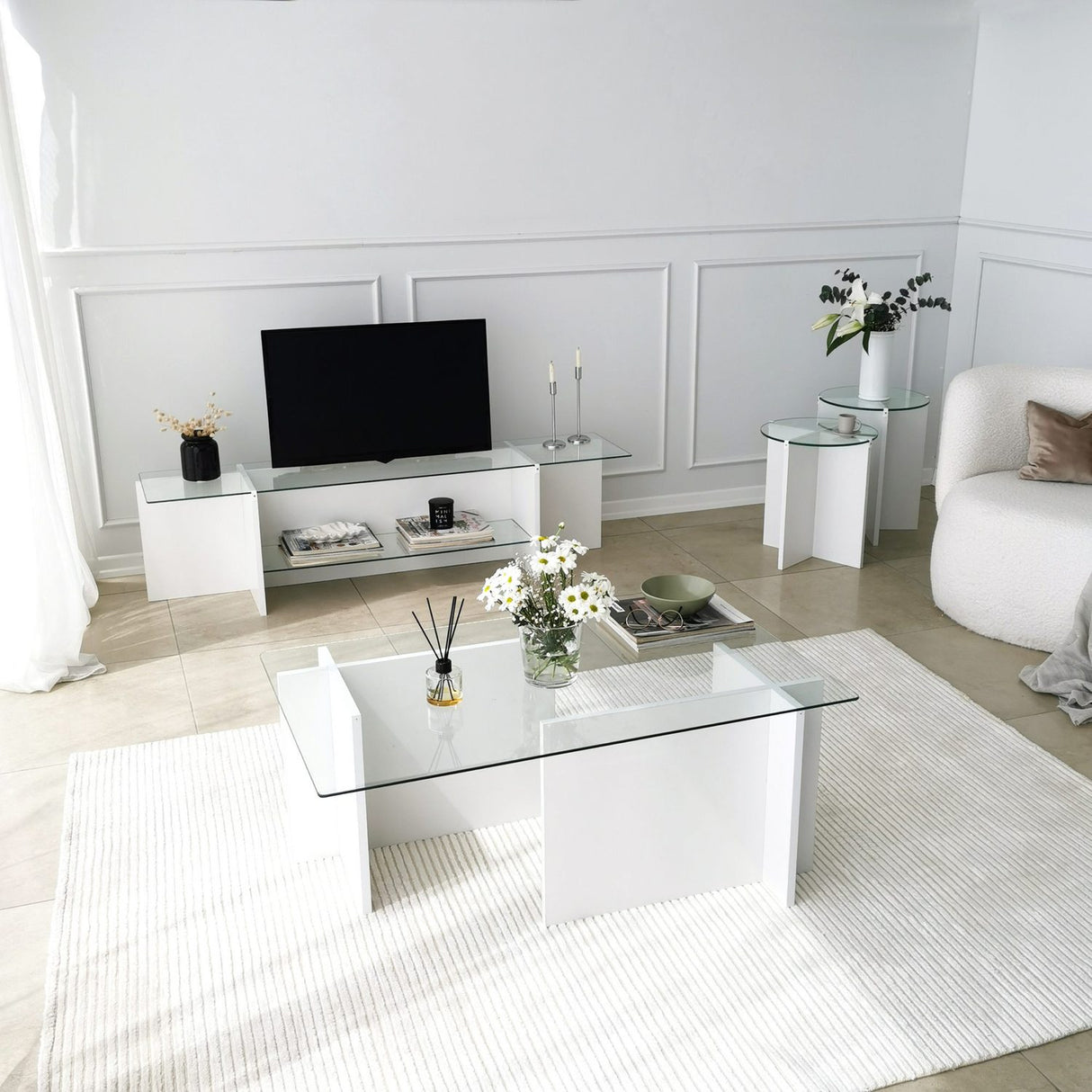 Lily (45 x 55 x 13 cm) Satsbord (2 delar) Vit