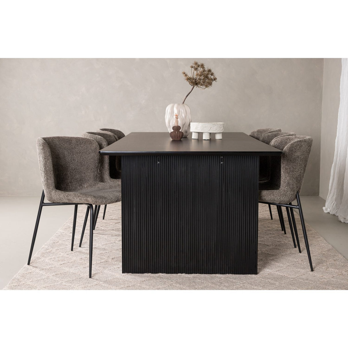 Vail, Modesto Rektangulär matgrupp Beige, Svart, Svart, 200 x 100