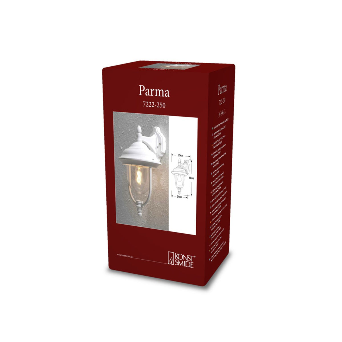 Parma E27 Vägglampa Ute Ned, Vit